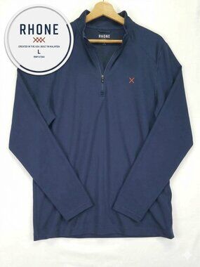 Rhone Commuter 1/4 Zip Pullover Men Large Navy Blue Athletic Golf Top